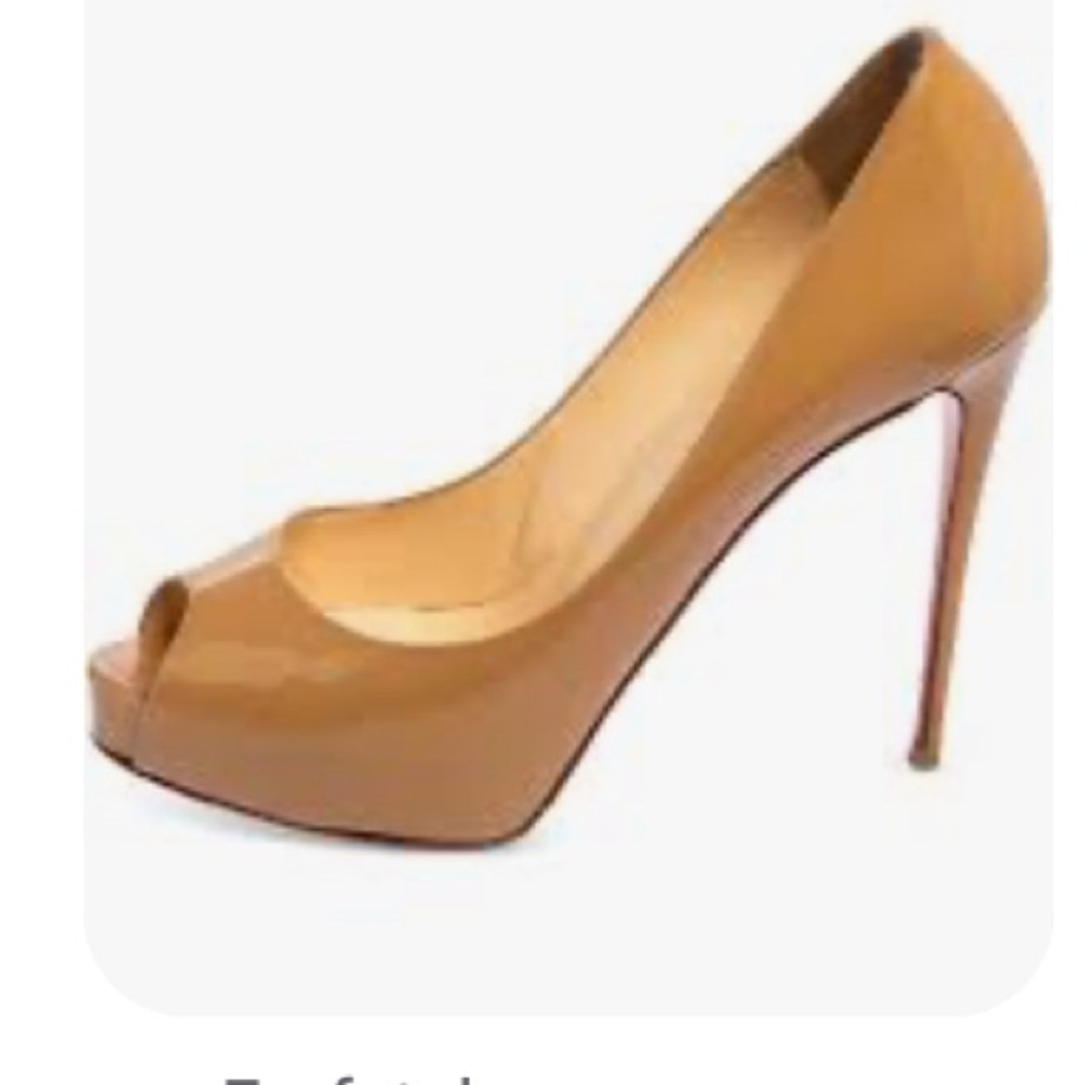 Christian Louboutin Tan Peep-Toe Heels